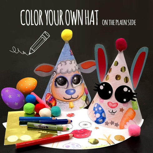 Glittery Garden 24 Pcs Party Hats - Birthday Activity Kit with Stickers for Kids Fun Arts & Crafts