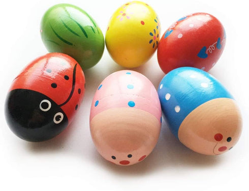 JoFAN 6 Pack Wooden Percussion Musical Shake Eggs Shakers for Kids, Christmas Stocking Stuffers Gifts