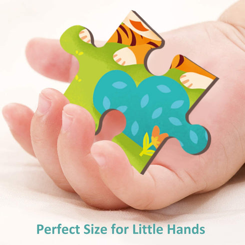 Unique Shape 24 Piece Jigsaw Puzzles for Kids Ages 3-5, Forest Animals, Wooden Puzzle with Storage Tray