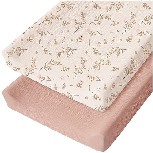 ZXYIVOO Muslin Changing Pad Cover for Baby Girls Boys, 100% Cotton Fitted Diaper
