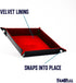 FanRoll Fold Up Velvet Dice Tray: Red with PU Leather Backing for Dungeons and Dragons