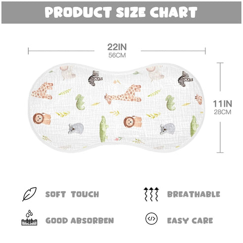 WELLDAY Set 2, 22 11 Inch Muslin Baby Burp Cloths of Soft Absorbent Safari Animals Muslin Washcloths, Bibs, Face Towel