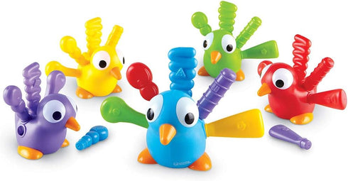 Learning Resources Fine Motor Peacock Pals - 5 Pieces, Toddler Learning Toys for Ages 18+ Months