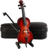 Dselvgvu Wooden Miniature Cello with Stand, Bow, and Case, Mini Musical Instrument Dollhouse Model Home Decoration