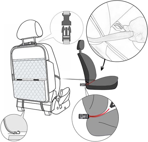 TAIKOO Seat Back Protector + Large Capacity Pocket Storage Organizer,Preventing the Impact of Children Stepping on the