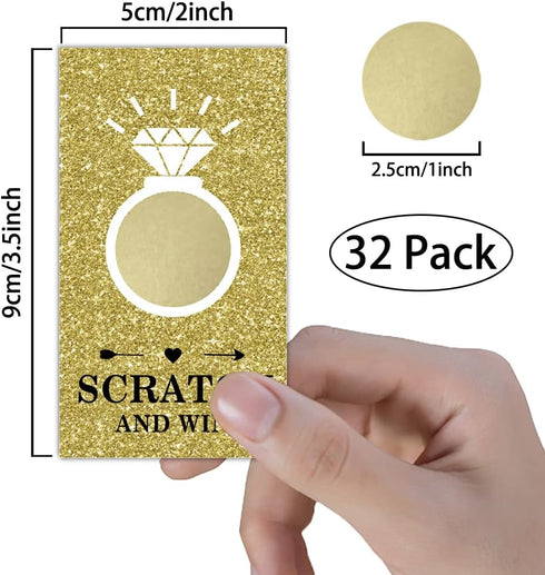 Gold Diamond Bridal Shower Scratch Off Game Cards (32 PCS), Gift Certificate Scratch Off Cards for Wedding Activities