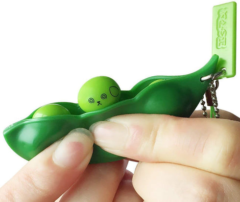Acerich 6 Pack Edamame Keychain Fidget Toys - Squeeze-a-Bean Puchi Puti Mugen Keyring Gift