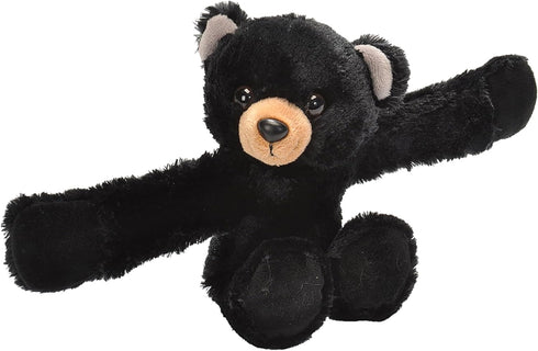 Wild Republic Huggers Black Bear Plush Toy, 8 inches Slap Bracelet Stuffed Animal for Kids