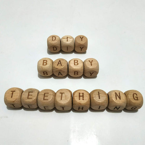Beech Alphabet Letter Beads, 100pc 12mm Square Shape Beech Wood for DIY Jewelry