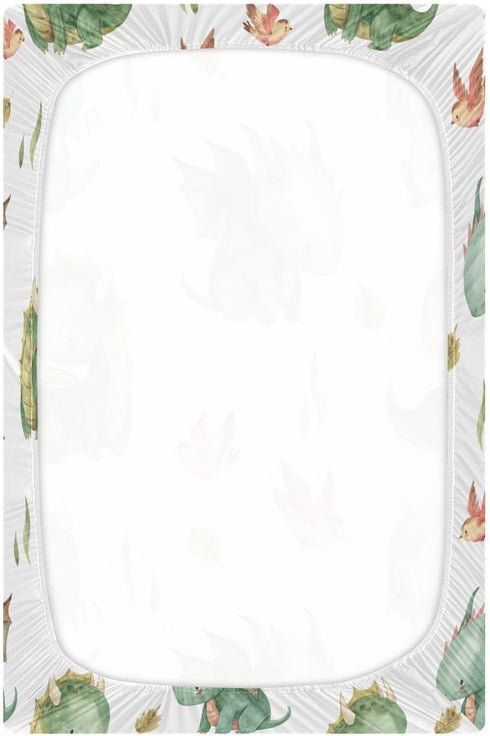Fitted Crib Sheet for Boys Girls, Cute Dragon Soft Breathable Unisex Sheets for Standard Crib, 28 x 52 Inch