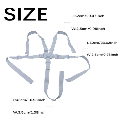 Universal White 5 Point Harness Strap, Adjustable Harness Belt, Safety Harness Seat Belt for High Chair/Pushchair/Stroller, Full Protection Child Kid Harness Belt