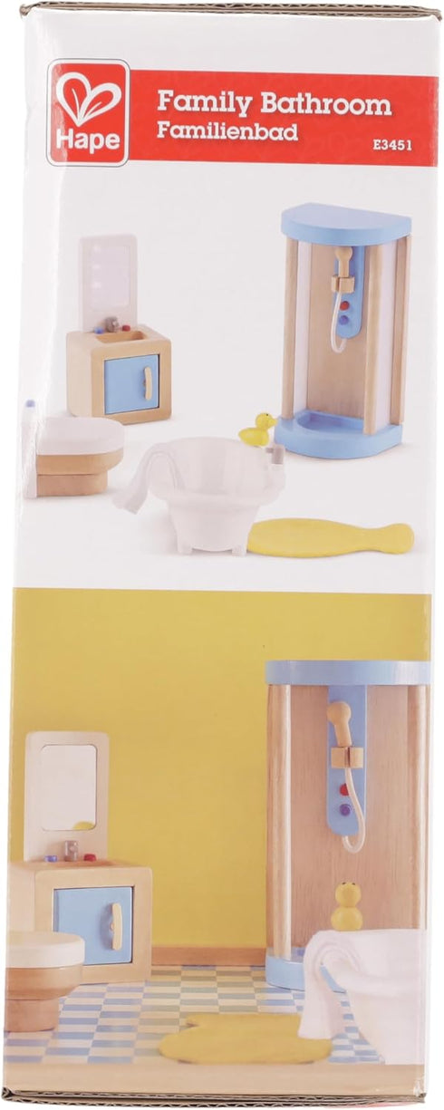 Hape Wooden Doll House Furniture Family Bathroom Set, Small, White