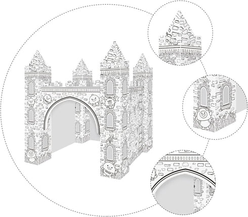 1 Set 3D EXCEART Colorizing Castle Paper Fairy Tale Castle Paintable Cardboard Castle Kids Art Craft Supplies