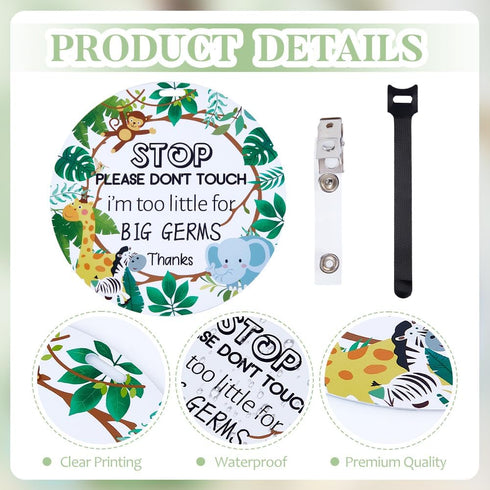 2 Pack No Touching Baby Car Seat Sign, Please Don't Touch Baby Safety Sign with Hanging Straps and Clip, Green Leaves