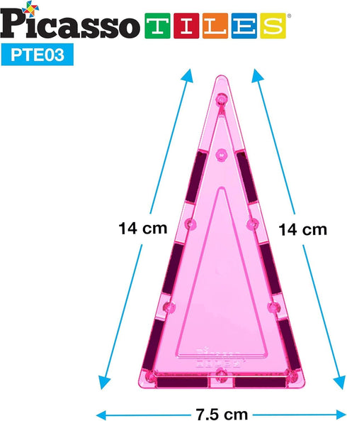 12pcs Set PTE03 PicassoTiles Magnetic Building Block Isosceles Triangle Magnet Tiles Construction Toy STEM Learning Kit