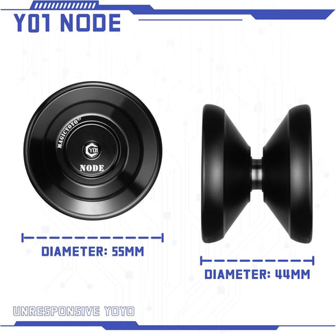 MAGICYOYO Professional Unresponsive Yoyo Y01 Node, Metal Aluminum Yo Yo for Advanced Players, Black