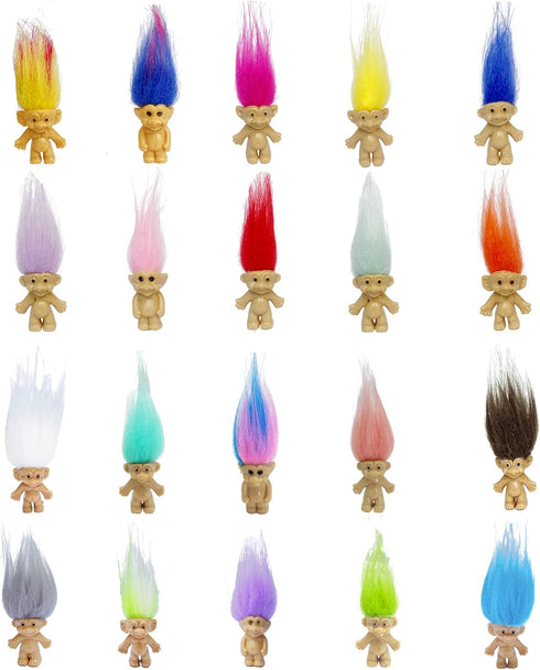Lucky Mini Troll Dolls PVC Vintage Action Figures, Cute Little Guys Collection for Cake Toppers, Party Favors