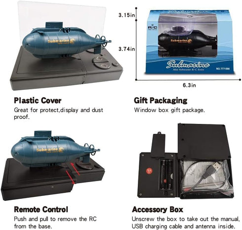 6 YEIBOBO ! Channels Mini RC Submarine Toy (Blue)