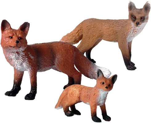 Toddmomy Fox Toy Figurine 3Pcs Animal Toys, Plastic Fox Toys Wild Animal Figure Playset for Party Favors