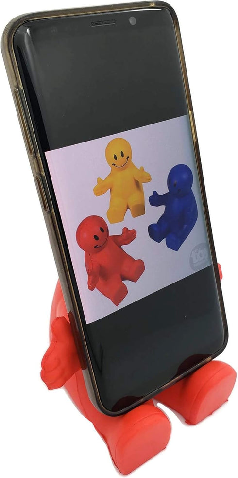 4" Fun Colorful Squeezable Smile Face Guy Phone Holders (3 Pack) - Fun Desk Decor, Stress Relief Ball, Foam Fidget Toy