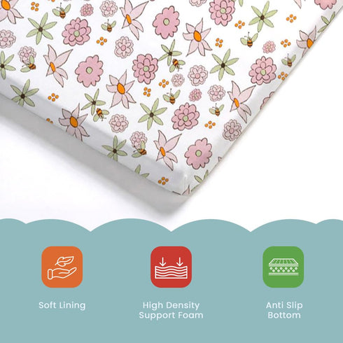 (38" 24" 1" Motherly Haven Breathable Crib Mattress Pad, Washable High Rebound Foam Mattress Topper for Baby Cribs