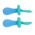 Nuby First Fork and Spoon Set - Utensils with Safety Guards for Babies 6+ Months - Green and Blue by Nuby