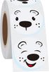 Hybsk Cute Polar Bear Face Stickers, 1.5" Round Cartoon White Bear Labels, 500pcs per Roll, Animal Stickers