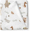 Stork Wares Boho Woodland Animals Unisex Baby Swaddle Blanket, White, 30x40'' (BB342)
