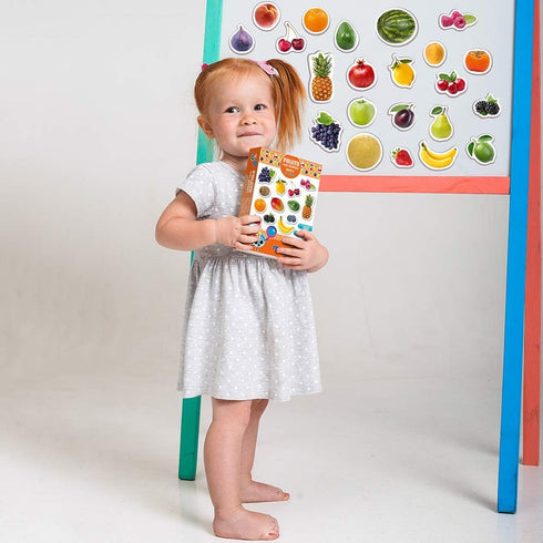PHOTO FRUITs&Berries - Large Kitchen Magnets for Toddlers - Educational Learning Toys for Kids, Development Magnets