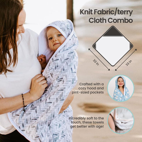 Copper Pearl Hooded Bath Towels Premium Knit/Terry Cloth Baby Towels with Hood, Pockets, and Cool Designs - Great