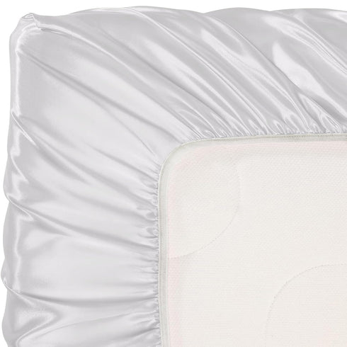 52x28x8 Pro Goleem Satin Soft Crib Sheet Great for Baby with Sensitive Hair Silky Baby Sheet White Unisex Fitted Sheet