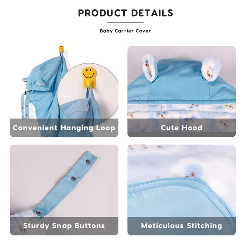 SONARIN Windproof Baby Carrier Cover,Warm Hooded Winter Cover for Baby Carrier with Coral Fleece Liner,Universal Sling