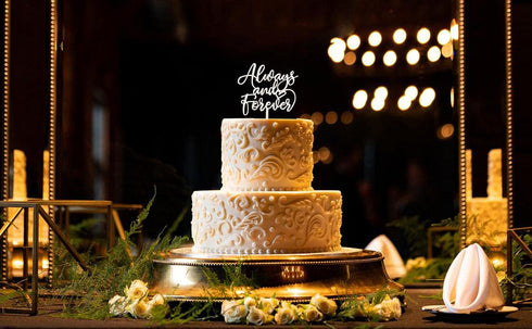 Always and Forever Wedding Cake Topper, Silver Glitter After All This Time Wedding Cake Topper