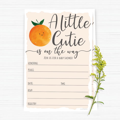 Little Cutie Baby Shower Invitations (20 Count) with Envelopes - Gender Neutral or Girl Shower