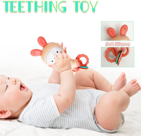 Baby Music Rattles Toy 6-12 Months, Teething Toys with Music and Light for Newborn Gifts