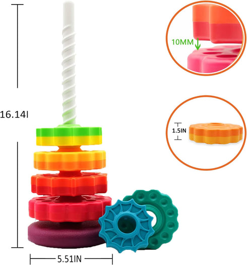Baby Spin Stack Toy, Premium Stacking Toy for Toddlers, Educational Learning Toy for 1-3 Year Old Birthday Gifts