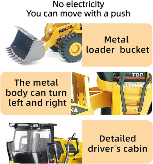 Bulldozer Toys for Boys Heavy-Duty Metal Loader Vehicle Sand/Beach Toy with Functional Arm and Bucket,Realistic Perfect
