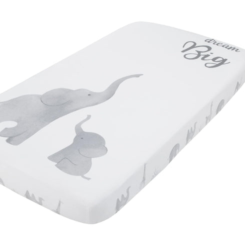 NoJo Elephant Tribe Grey and White 100% Cotton Fitted Crib Sheet