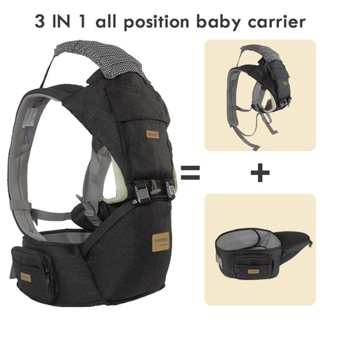 360 Ergonomic Baby Carrier with Hip Seat, Positions, Soft and Breathable, All Seasons, for Newborns and Toddlers