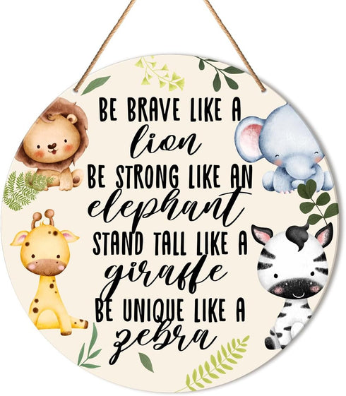 Muktoujaumai Baby Girl Boy Nursery Wall Decor, Safari Nursery Hanging Sign Decor Woodland