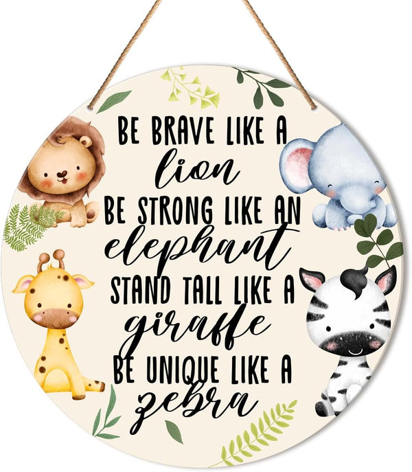 Muktoujaumai Baby Girl Boy Nursery Wall Decor, Safari Nursery Hanging Sign Decor Woodland