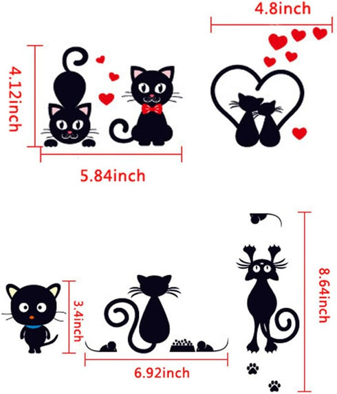 Removable Switch Sticker, 5 Pcs Cute Cartoon Black Cats Wall Sticker, Light Switch Decor for Home