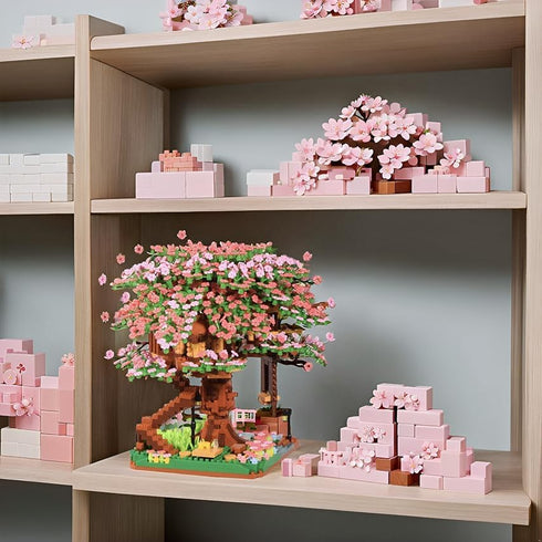 Set 14+, 2028PCS, Japanese Cherry Blossom Tree Building Block Teen Age Sakura Flowers Botanicals Micro Blocks