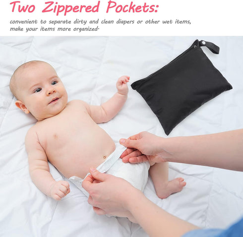 4 2 Shappy Pieces Wet Dry Bag for Baby Cloth Diapers Wet Diaper Bag Washable Travel Bags Reusable with Pockets for Pool