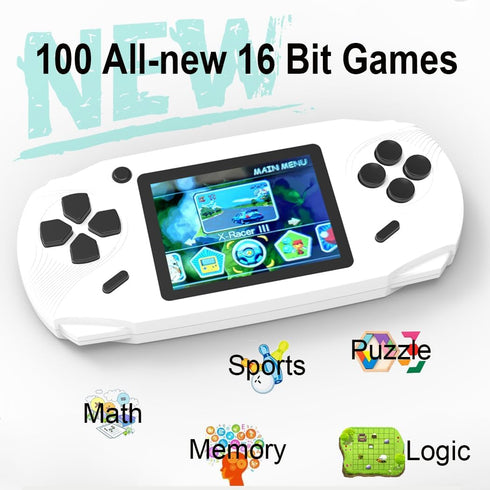 16 Bit Handheld Games for Kids - 3.0'' Large Screen with 100 HD Classic Retro Video Games, USB Rechargeable