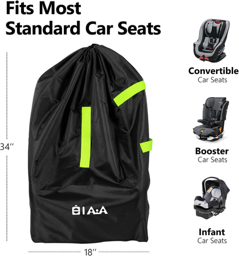 elaia Car Seat Travel Bag for Airplane, Waterproof Wearable with Straps, Large Capacity Padded Car Seat Check Bag