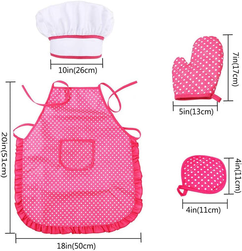 Chef Set for Kids - 13 Pcs Cooking and Baking Set with Apron, Chef Hat, Utensils, Gift for 3 Year Olds