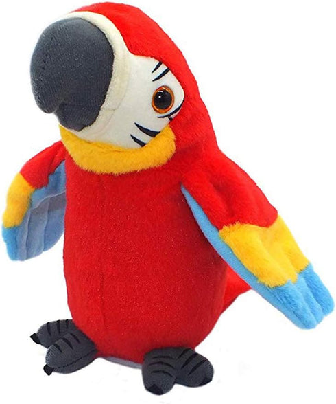 Talking Parrot Plush Toy that Repeats What You Say, Mimicry Pet Buddy Gift for Children (RED)