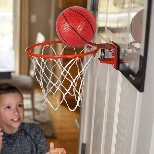 Larger Indoor Basketball Hoop, 17" x 12", 9" Large Dunk Rim for Kids, Over The Door, Shatterproof Backboard, Complete