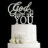 God Gave Me You Wedding Cake Topper for Wedding, Engagement, Marriage Party Decorations (Silver Glitter Acrylic)